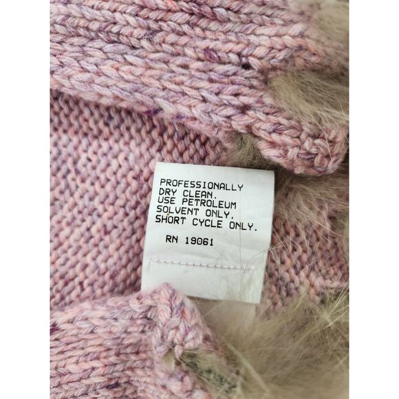 Tanner Women's Viscose/Merino Wool/Silk/Cashmere Blend Pink Scarf, Rabbit Fur - Picture 7 of 7